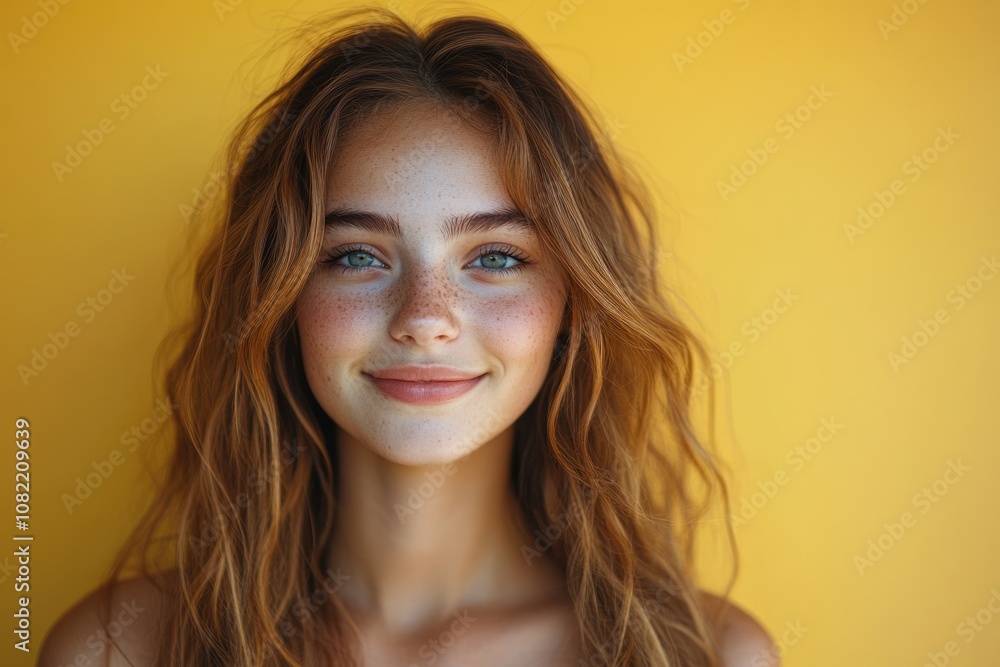 Portrait of a young girl with a sweet smile on a plain background. Portrait of a young girl with a sweet smile on a plain background.