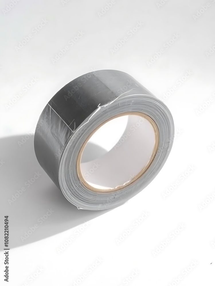 Gray Duct Tape Roll on a White Background. AI Generated Gray Duct Tape Roll on a White Background. AI Generated