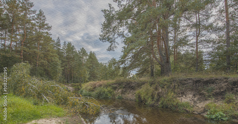 River with trees on either side River with trees on either side