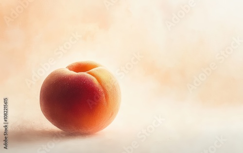 Peach on White Background â€“ Soft-textured peach with warm orange-red color, centered and lit to show natural fuzziness 