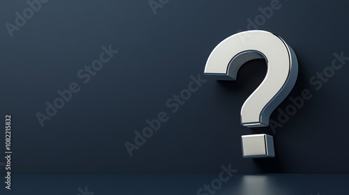 A silver question mark in a 3D rendering.