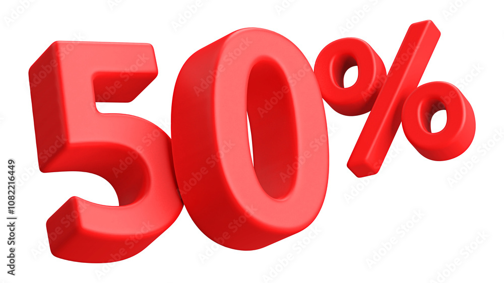 50 Percent Off Discount Red Number 3D Render 50 Percent Off Discount Red Number 3D Render
