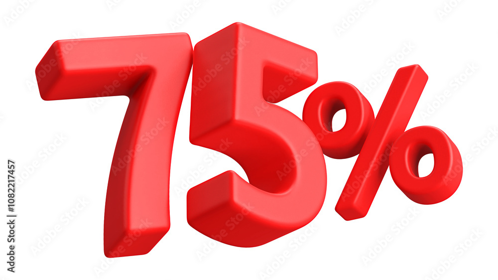 75 Percent Off Discount Red Number 3D Render 75 Percent Off Discount Red Number 3D Render