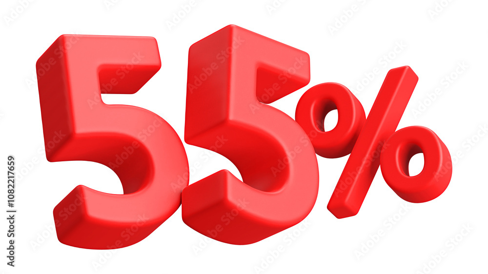 55 Percent Off Discount Red Number 3D Render 55 Percent Off Discount Red Number 3D Render