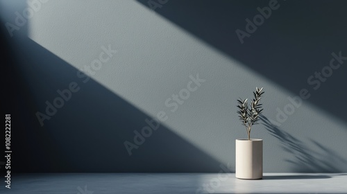 Showcasing nature's elegance floating podium with subtle spotlight minimalist space still life contemporary design photo