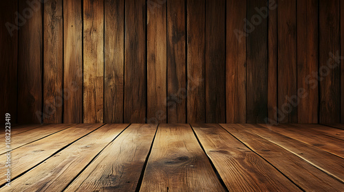 Rustic Wooden Room Interior: Dark Brown Planks Form a Background, Floor, and Walls