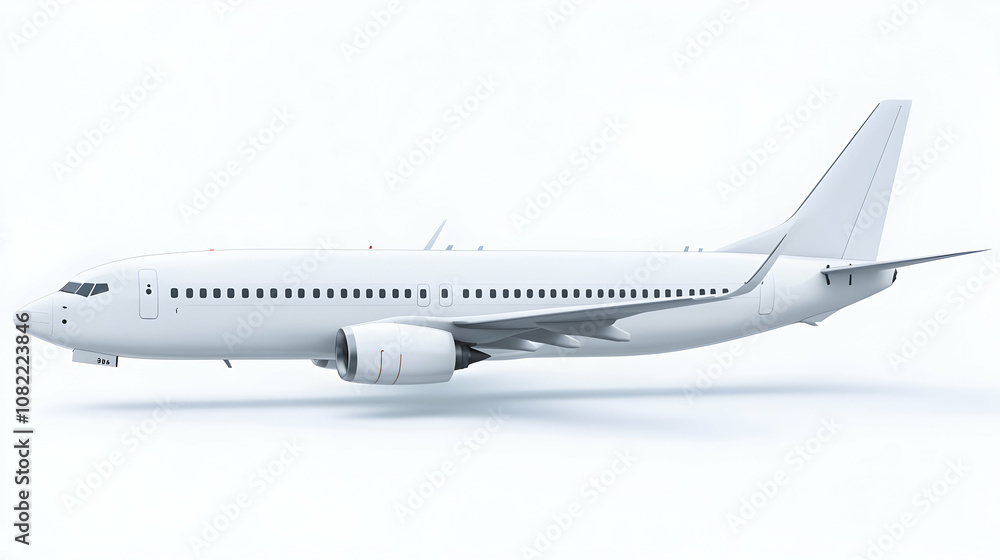 3D Render of a White Passenger Airplane in Flight, Soaring Through the Air with Grace and Power, Against a Clean White Background 3D Render of a White Passenger Airplane in Flight, Soaring Through the Air with Grace and Power, Against a Clean White Background