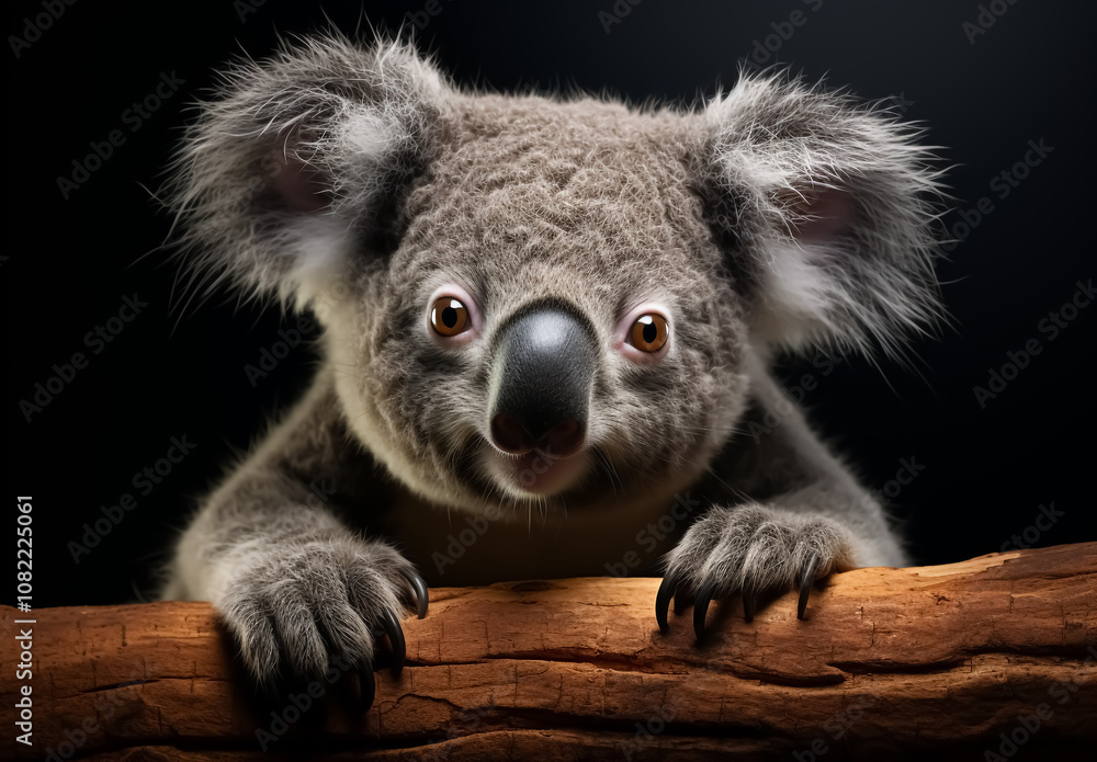 Koala in a black background
