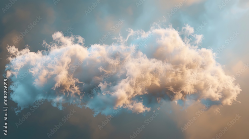 A fluffy cloud merging with wispy strands of fog on a muted background. A fluffy cloud merging with wispy strands of fog on a muted background.