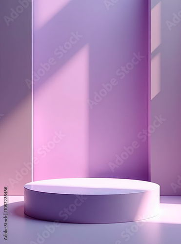 Product display podium in gradient purple background, selective focus