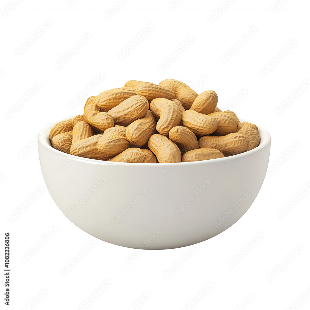 A bowl of fresh, unshelled peanuts ready for snacking or culinary use., isolated on a transparent background. A bowl of fresh, unshelled peanuts ready for snacking or culinary use., isolated on a transparent background.