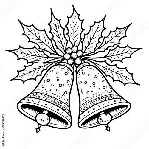 Christmas Bells Coloring Page Festive Holiday Clipar photo