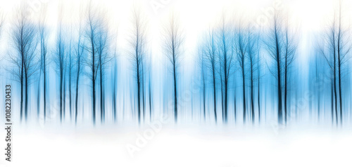 A forest of trees with blue leaves and a white background