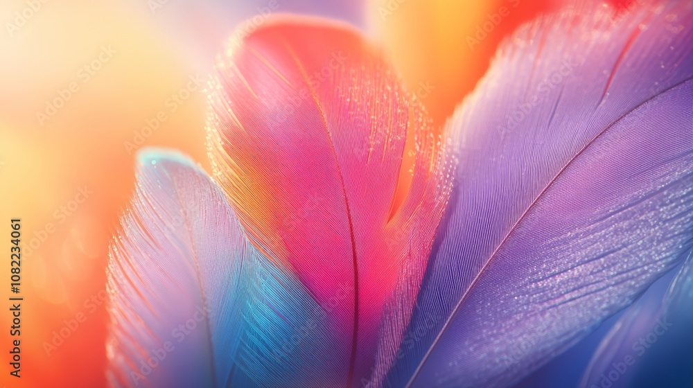 Beautiful Dreamy Colorful Feather Background Beautiful Dreamy Colorful Feather Background
