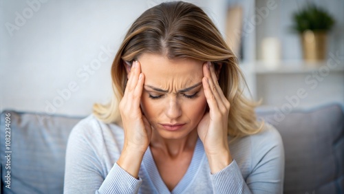 Woman Suffering From Headache Dizziness