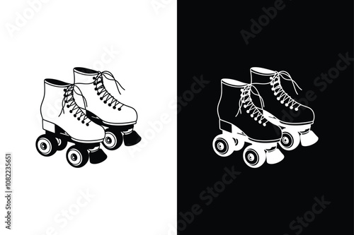 Rollerblades icon on White Background Vector Art Illustration on white background.