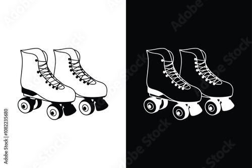 Rollerblades icon on White Background Vector Art Illustration on white background.