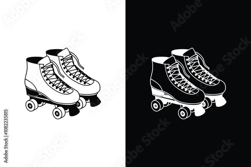 Rollerblades icon on White Background Vector Art Illustration on white background.