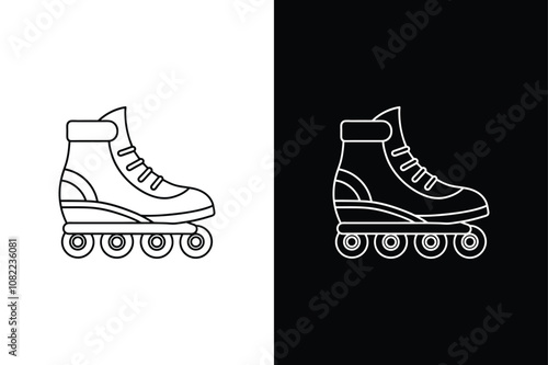 Rollerblades icon on White Background Vector Art Illustration on white background.