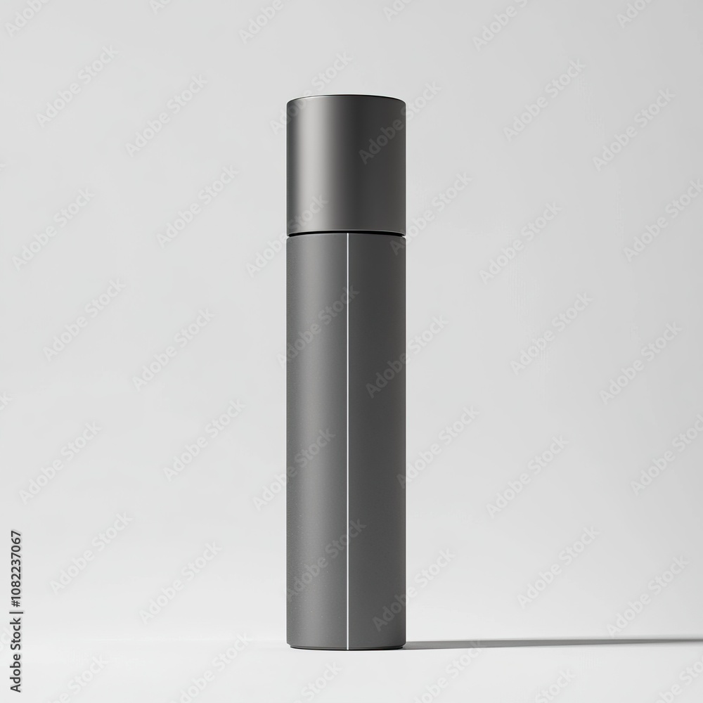 Hyperrealistic studio photograph of a minimalist cylindrical deodorant spray bottle with a smooth, tapered shape. generative ai Hyperrealistic studio photograph of a minimalist cylindrical deodorant spray bottle with a smooth, tapered shape. generative ai
