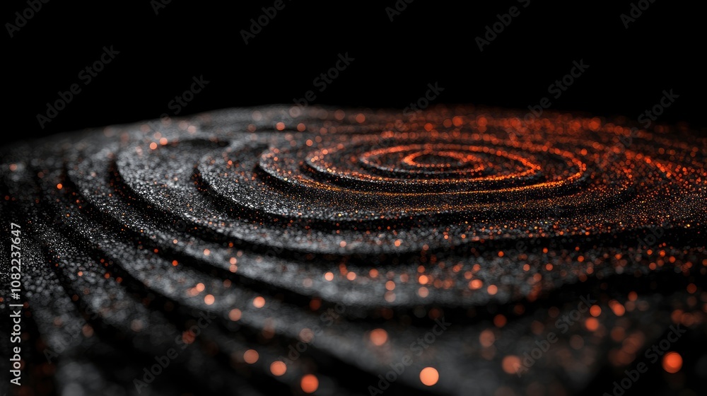 Abstract Spiral of Black and Orange Particles Abstract Spiral of Black and Orange Particles