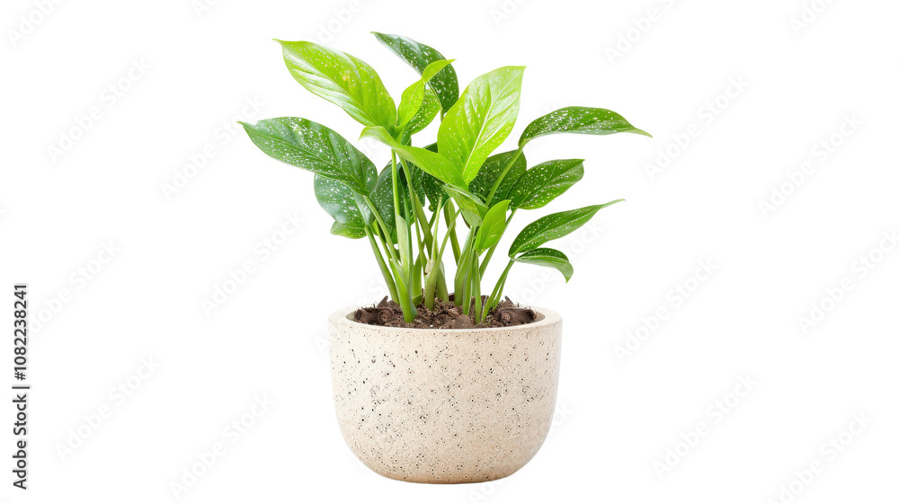 Fototapeta premium Vibrant green plant in a stylish pot for modern decor.