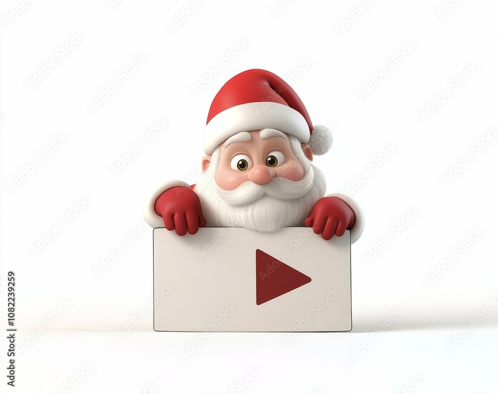 Santa Claus Holding a Play Button: Christmas Cheer and Digital Content Santa Claus Holding a Play Button: Christmas Cheer and Digital Content