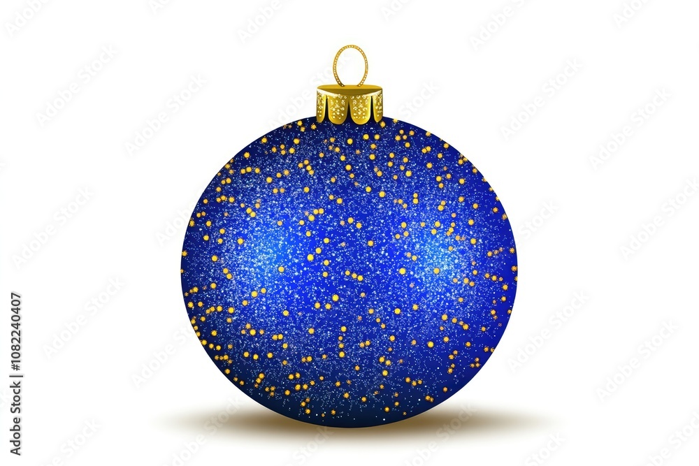 A stunning blue Christmas tree ball adorned with golden specks, perfect for festive celebrations and decorative displays during the holiday season A stunning blue Christmas tree ball adorned with golden specks, perfect for festive celebrations and decorative displays during the holiday season