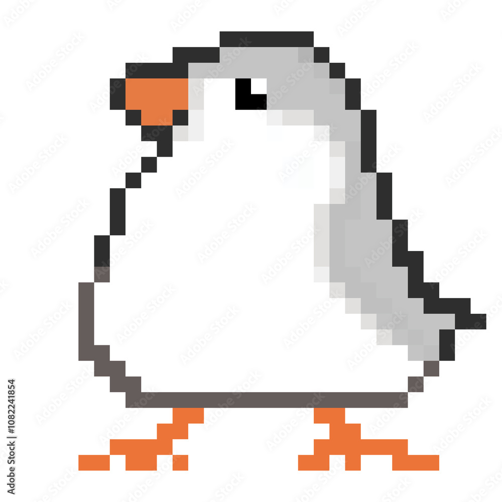 Fototapeta premium ドット絵, アニマルイラスト, キンカチョウのメス, ペンギン