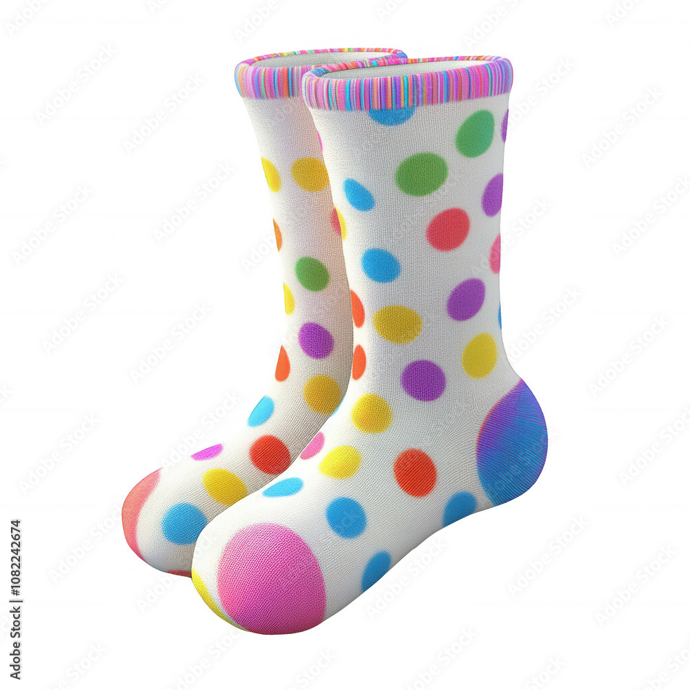 Colorful polka dot socks creating a cheerful and fun vibe in everyday fashion, isolated on a transparent background. Colorful polka dot socks creating a cheerful and fun vibe in everyday fashion, isolated on a transparent background.