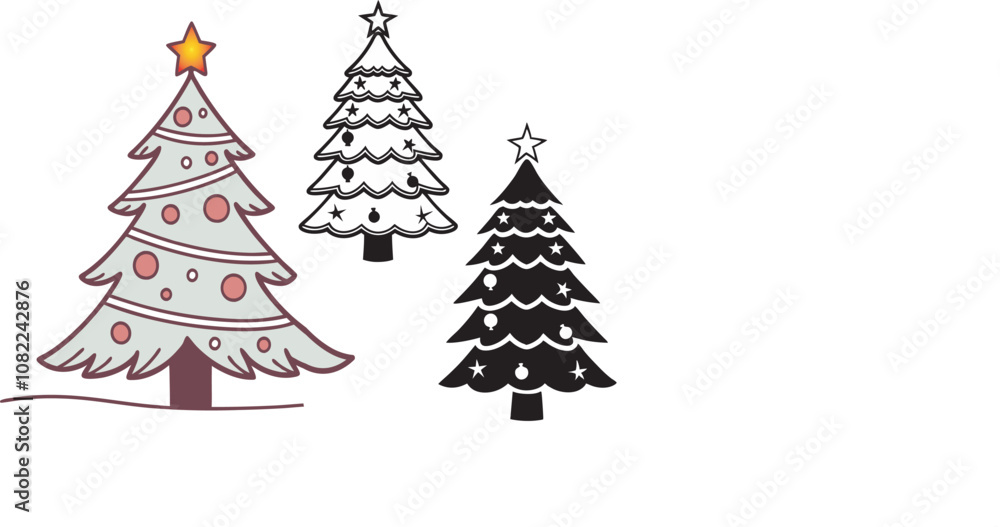Obraz premium Christmas Icon set with illustration