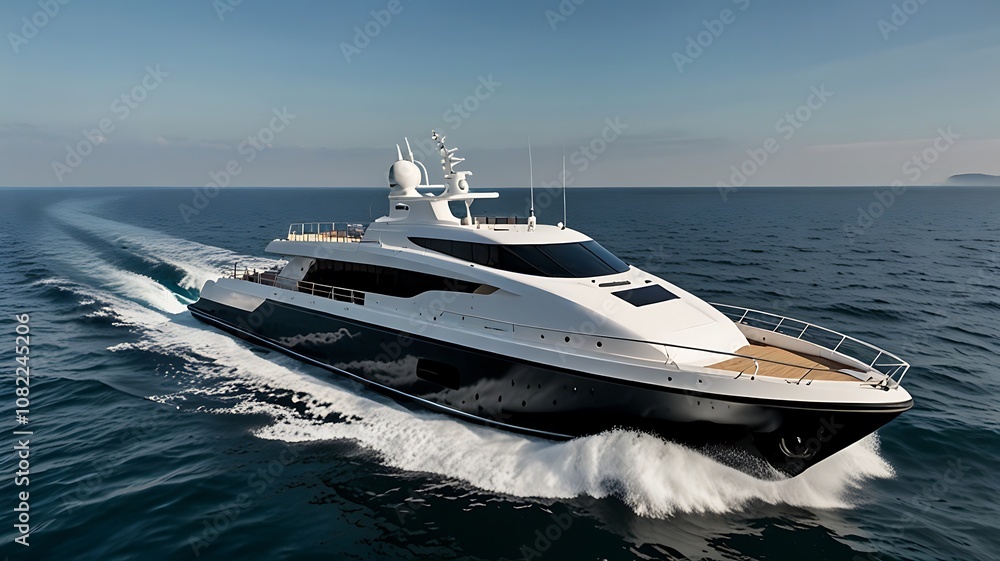 Fototapeta premium Large ferry isolated on a white background, showcasing multiple decks and spacious design, perfect for transportation and travel-related commercial use