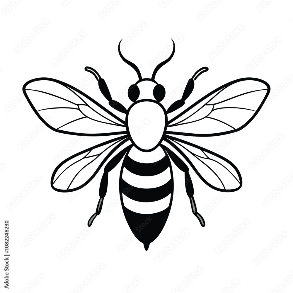 vector of bee design, labeled line art silhouette illustration. vector of bee design, labeled line art silhouette illustration.