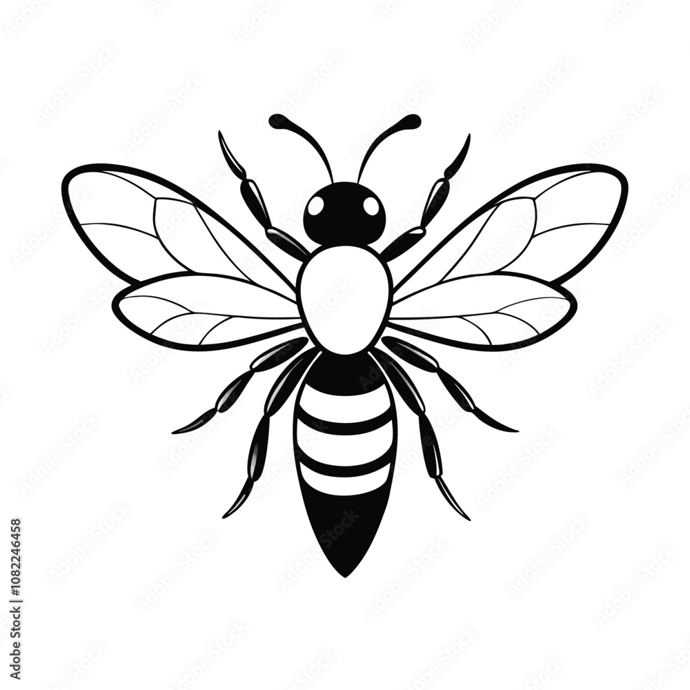 vector of bee design, labeled line art silhouette illustration. vector of bee design, labeled line art silhouette illustration.