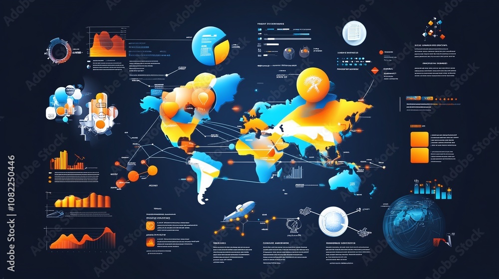 Global Business Network with Data Analytics and Charts Global Business Network with Data Analytics and Charts