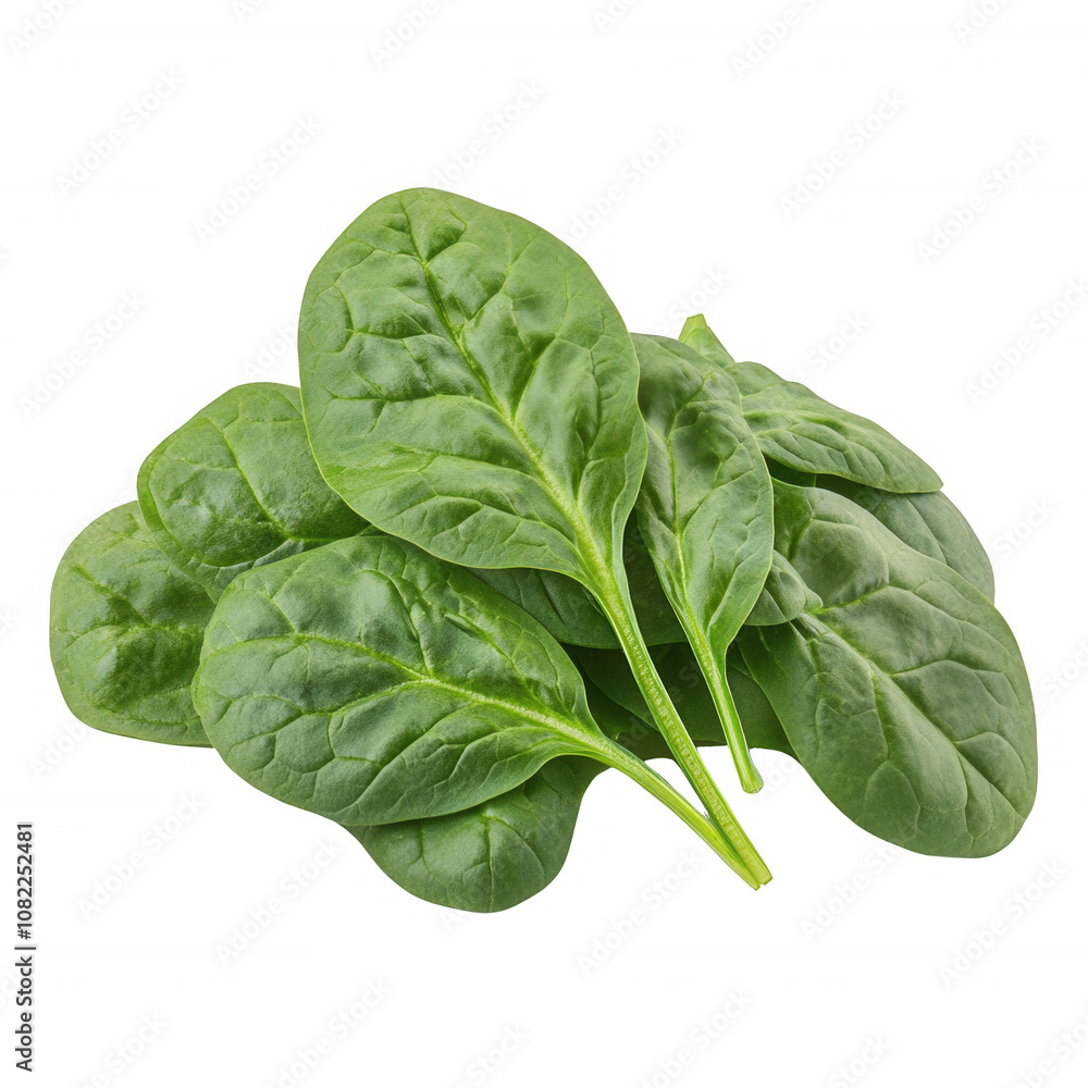 Fresh spinach leaves, rich in nutrients, perfect for healthy meals and salads., isolated on a transparent background. Fresh spinach leaves, rich in nutrients, perfect for healthy meals and salads., isolated on a transparent background.