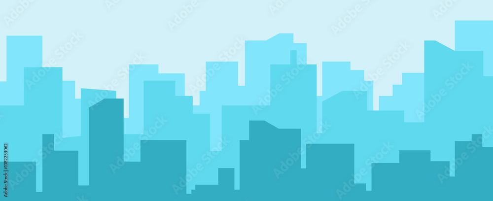 City skyline illustration. Urban landscape. Daytime cityscape.