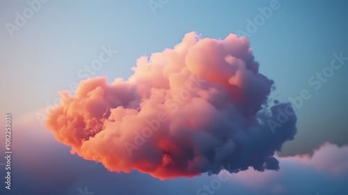 A fluffy cloud illuminated by gentle morning light.