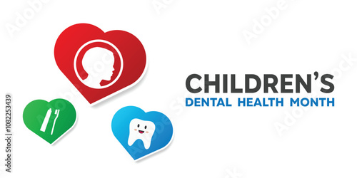 National Childrens Dental Health Month. Great for cards, banners, posters, social media and more. White background.