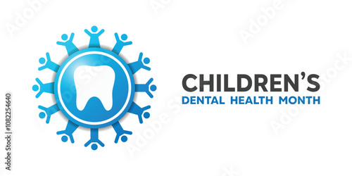 National Childrens Dental Health Month. People and tooth. Great for cards, banners, posters, social media and more. White background.