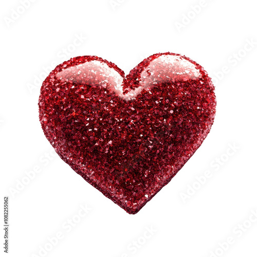 Shimmering red heart symbolizing love, passion, and affection in a vibrant visual., isolated on a transparent background.