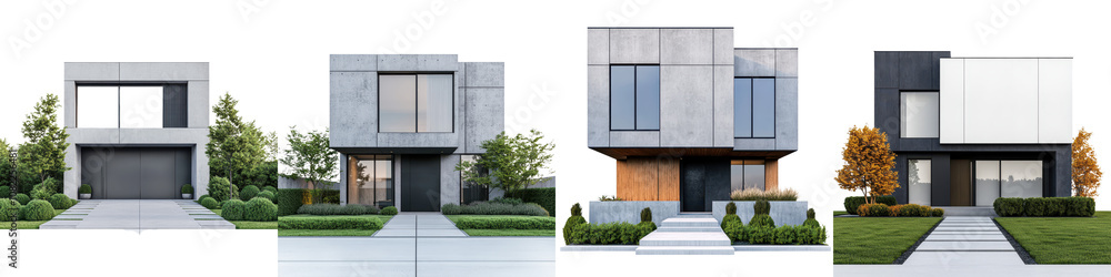 Stunning modern luxury home with a sleek and sophisticated architectural design surrounded by lush landscaping and located in an upscale suburban community Stunning modern luxury home with a sleek and sophisticated architectural design surrounded by lush landscaping and located in an upscale suburban community