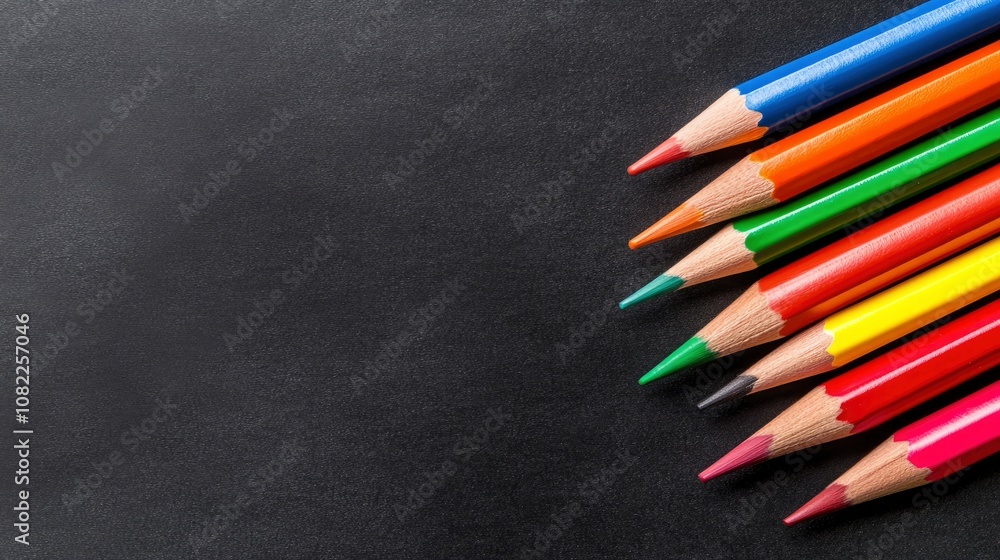 Colorful Pencils on Black Background Colorful Pencils on Black Background