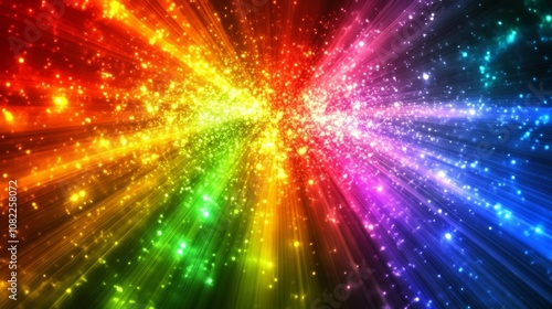 A colorful, glowing background made of light streaks, like a dazzling display of fiber optic strands.