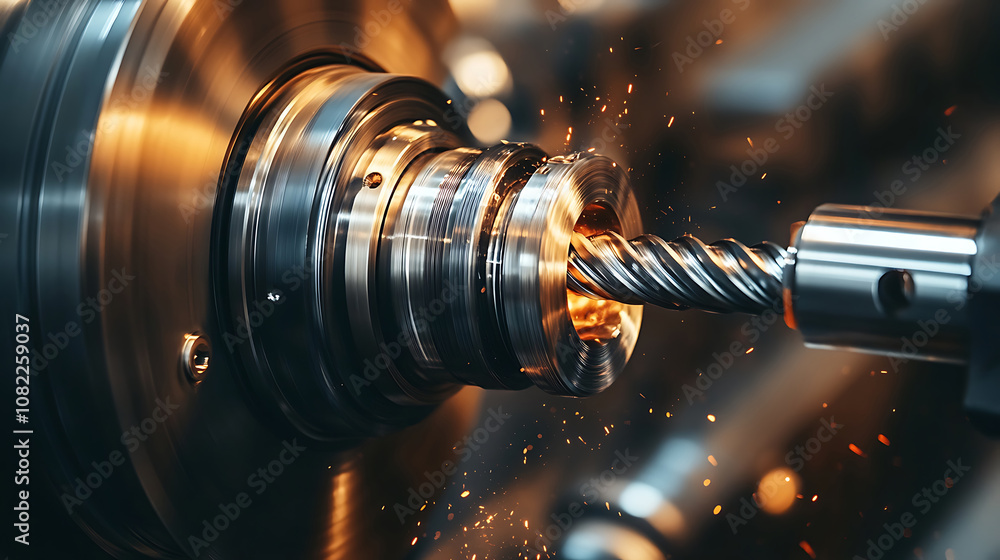 Using an industrial drilling machine, a metal drill bit creates holes in steel billet. Metal work industry. tool with multiple cuts and end mill.
Using an industrial drilling machine, a metal drill bit creates holes in steel billet. Metal work industry. tool with multiple cuts and end mill.