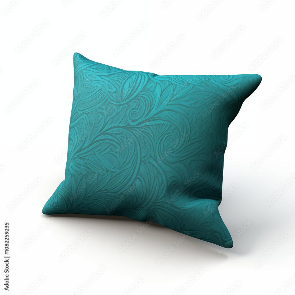 Teal Pillow with Abstract Floral Pattern Teal Pillow with Abstract Floral Pattern