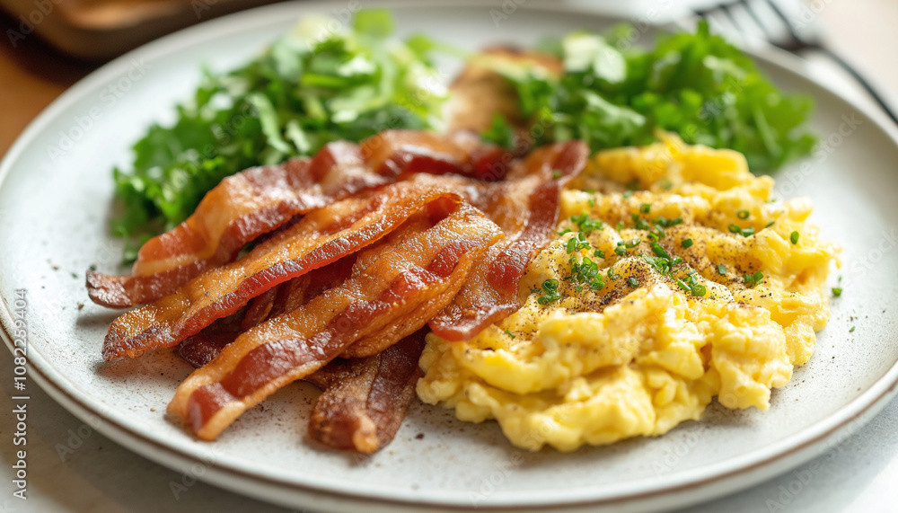 Bacon, Scrambled Eggs, and Toast Bacon, Scrambled Eggs, and Toast