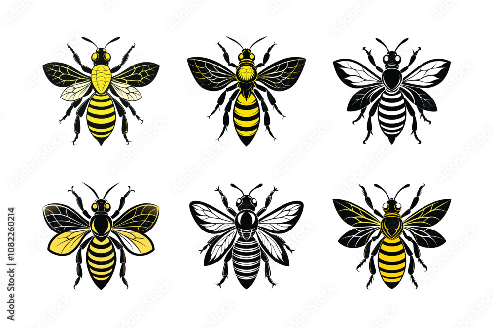bees vector icon design, labeled vector art silhouette illustration. bees vector icon design, labeled vector art silhouette illustration.