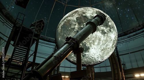 A serene full moon illuminating a calm lake at midnight.