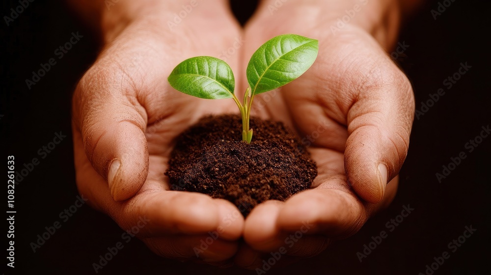 Hands Holding a Young Plant Sapling Hands Holding a Young Plant Sapling